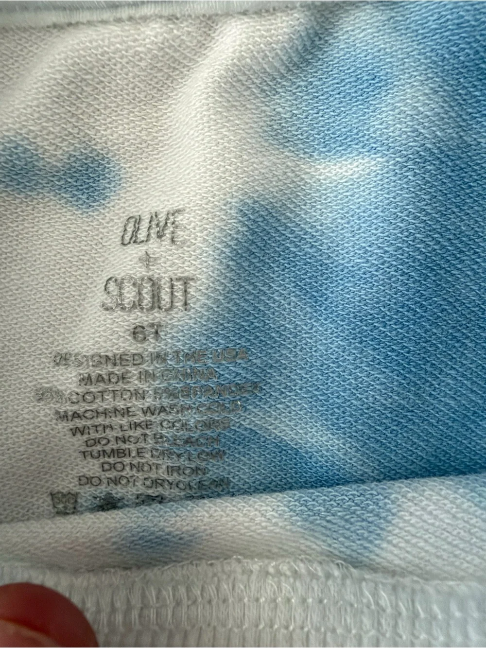 Olive + Scout Kids White and Light Blue Tie-Dye Polo Set with Red Drawstring